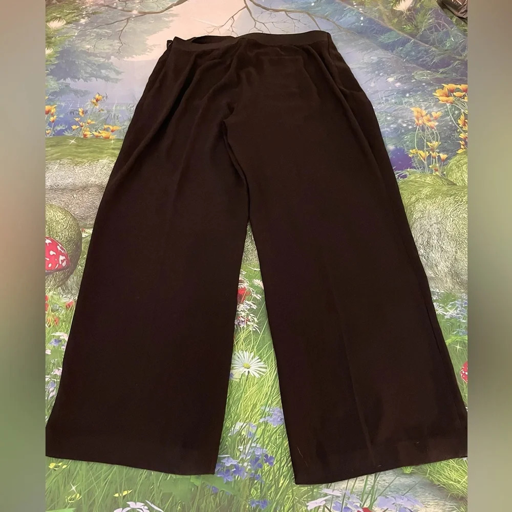 CeCe Women's Flowy Wide Leg Side Zip Pants, Rich Black, Size 14W, GUC - Picture 8 of 8